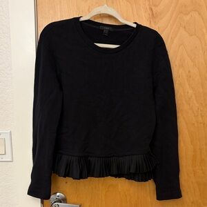 J. Crew Black Sweatshirt with Ruffled Hem